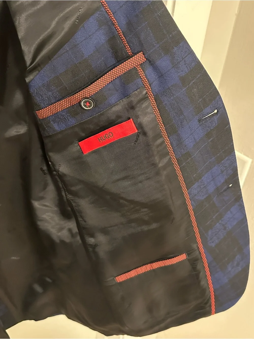 Hugo 38R Adris Navy & Black Patterned Sport Coat Blazer